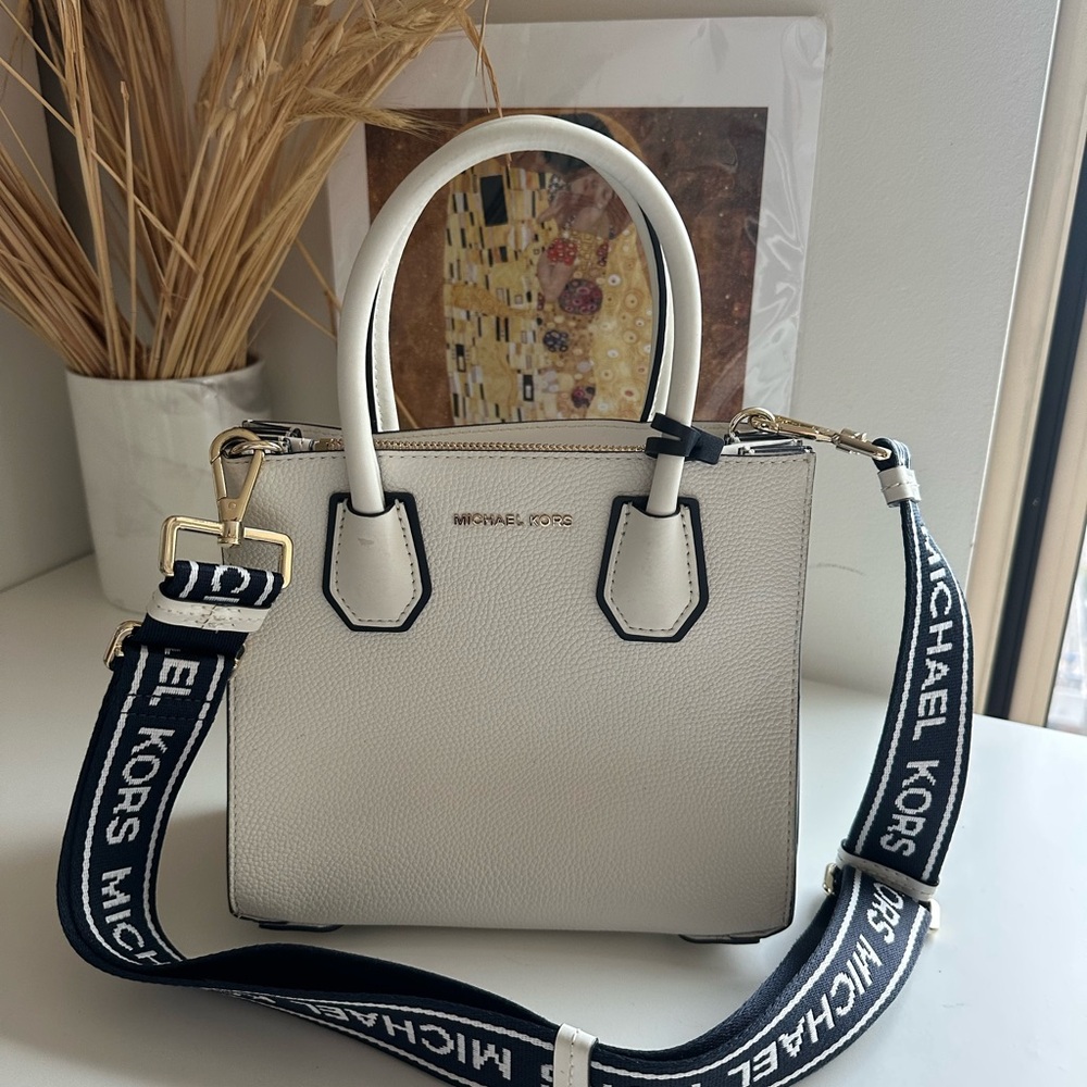 Michael Kors Cream Satchel with Black Accents